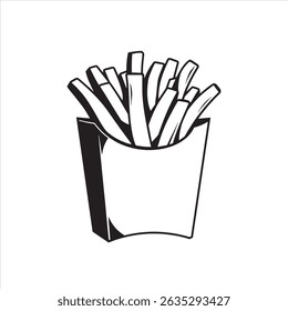 French fries in box silhouette.