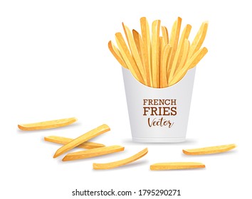 French fries in box template design. isolated on white background Eps 10 vector illustration