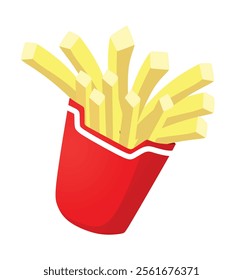 French fries in box, vector