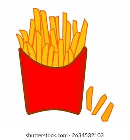 french fries in box vector