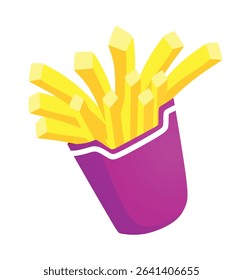 French fries in box, vector	