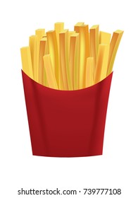 French fries in box, vector