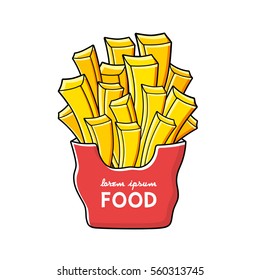 French fries box vector isolated.