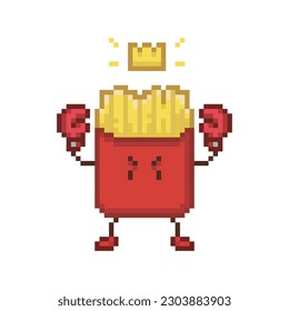 French fries boxer, pixel art meme