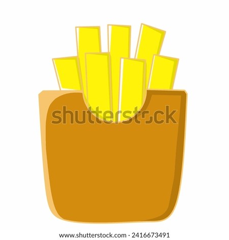 French Fries in brown Cardboard Package Box Isolated on white background
