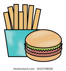 french fries with burger