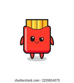 french fries cartoon with an arrogant expression , cute style design for t shirt, sticker, logo element