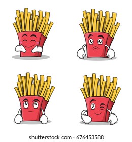 french fries cartoon character set collection