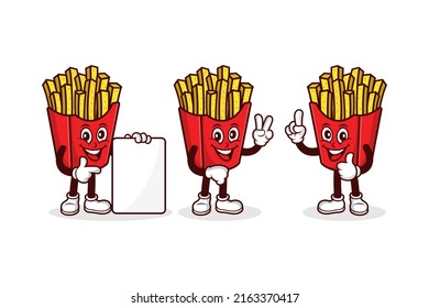 French Fries cartoon character vector design collection