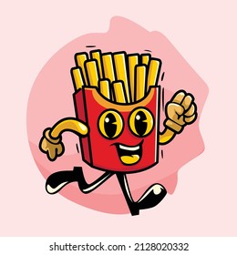 FRENCH FRIES CARTOON CHARACTERS ARE RUNNING