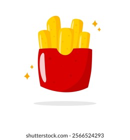 French Fries Cartoon Illustration Isolated on White Background. Flat Vector. Good used for Logo, Icon, Stickers, and etc. - EPS 10 Vector