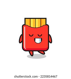 french fries cartoon illustration with a shy expression , cute style design for t shirt, sticker, logo element