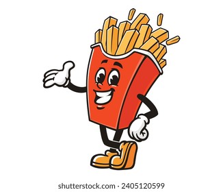 French fries cartoon mascot illustration character vector clip art