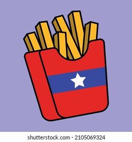 French Fries Cartoon Vector Icon Illustration. Fast Food Icon Concept Isolated Premium Vector. Flat Cartoon Style