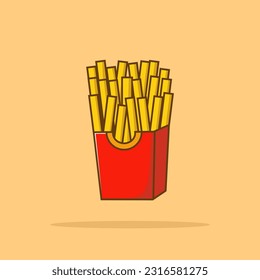 French Fries Cartoon Vector Icon Illustration. Fast Food Icon Concept Isolated Premium Vector. Flat Cartoon Style