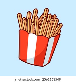 French Fries Cartoon Vector Icon Illustration. Fast Food Icon 
Concept Isolated Premium Vector. Flat Cartoon Style