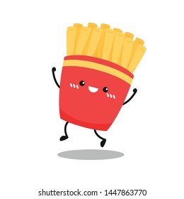 French Fries Character. French Fries Cartoon. Symbol. Wallpaper. Free Space For Text.