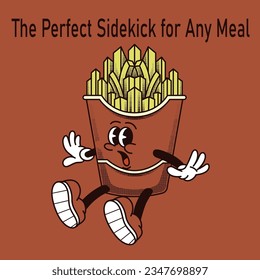 French Fries Character Design With Slogan The Perfect Sidekick for Any Meal