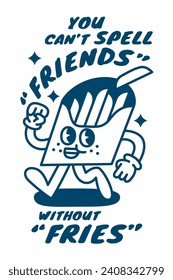 French fries character design for website, application, printing, document, poster, sticker design, etc.