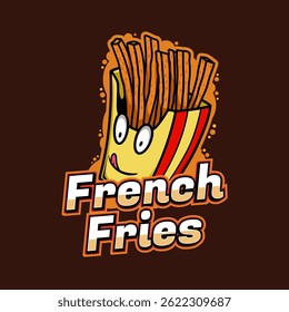 French fries character illustration logo for burger business and fast food