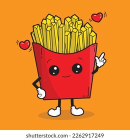 French fries character illustration vector