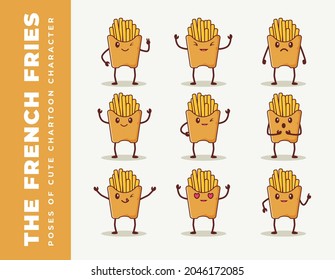 french fries character pose set