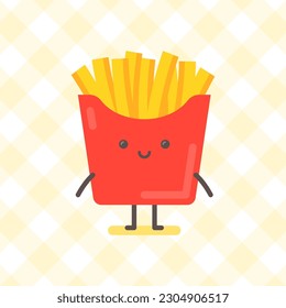 French fries character standing and smiling. Funny character. Vector Illustration