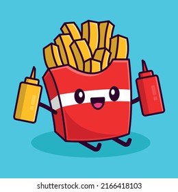 French fries character vector illustration