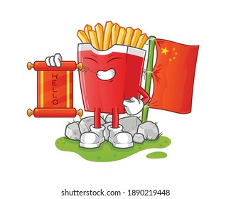 French fries chinese cartoon. cartoon mascot vector