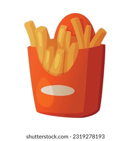 French Fries or Chips as Deep-fried Potatoes and Fast Food Lunch Vector Illustration