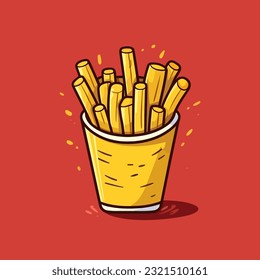 Patatas fritas. Muestra ilustraciones dibujadas a mano. Ilustración de dibujos animados de estilo doodle vectorial