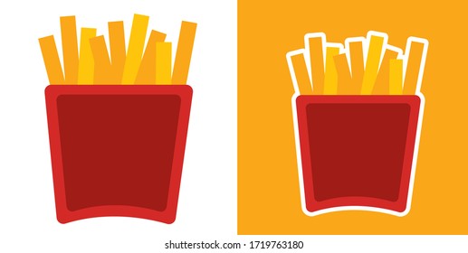 French Fries Chips potatoes Fast food icon sticker vector