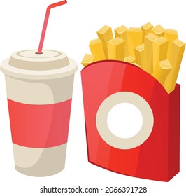 French fries and coffee cup vector art and illustration