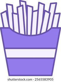 French Fries Color Icon. Vector Illustration. Sliced ​​Fried Potato in Package. Tasty Food. Fast Food Concept