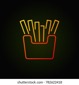 French fries colored icon - vector potato fries concept outline sign on dark background