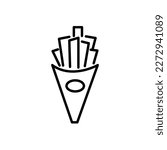 French fries cone line icon. linear style sign for mobile concept and web design. Potato chips snack outline vector icon. Symbol, logo illustration. Vector graphics