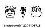 French fries cone line icon. linear style sign for mobile concept and web design. Potato chips snack outline vector icon. Symbol, logo illustration. Vector graphics