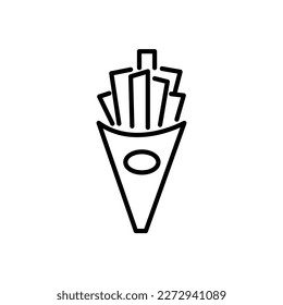 Französisch Pommes Frites Kegel Linie Symbol. lineares Stilzeichen für mobiles Konzept und Webdesign. Kartoffelchips Snack Umriss Vektorsymbol. Symbol, Logo-Abbildung. Vektorgrafik