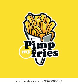 French Fries In Cone Logo Template