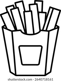 french fries container line art icon vector