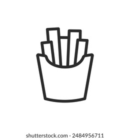 French fries in a container, linear style icon. A container of fries, fast food or side dishes. Editable stroke width.