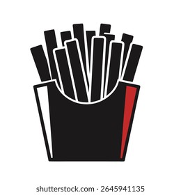 a french fries in a container silhouette vector on white background