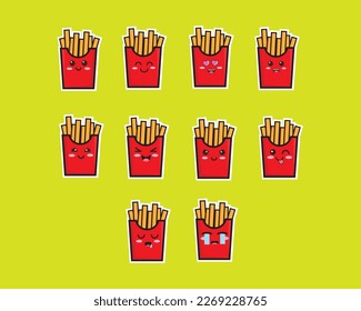 French fries Cute Vector Icon Design