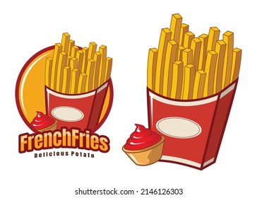 French fries delicious potato cartoon illustration