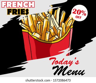 French fries design illustration. Use for poster, flyer, banner, advertising and marketing product