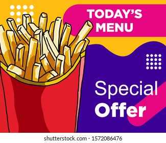 French fries design illustration. Use for poster, flyer, banner, advertising and marketing product