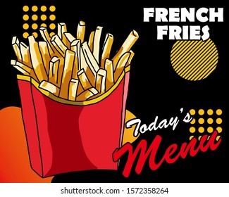 French fries design illustration. Use for poster, flyer, banner, advertising and marketing product