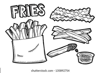 french fries doodle