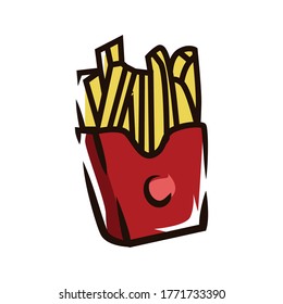 Vector de dibujo de Fries Doodle francés Ilustración