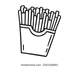 french fries doodle hand drawn icon. Outline drawing french fries line clipart symbol. Vector illustration